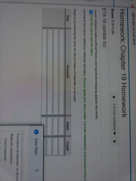 chapter 19-2 M GBUS 803 VA Fall 2019 Homework: Chapter 19 Homework