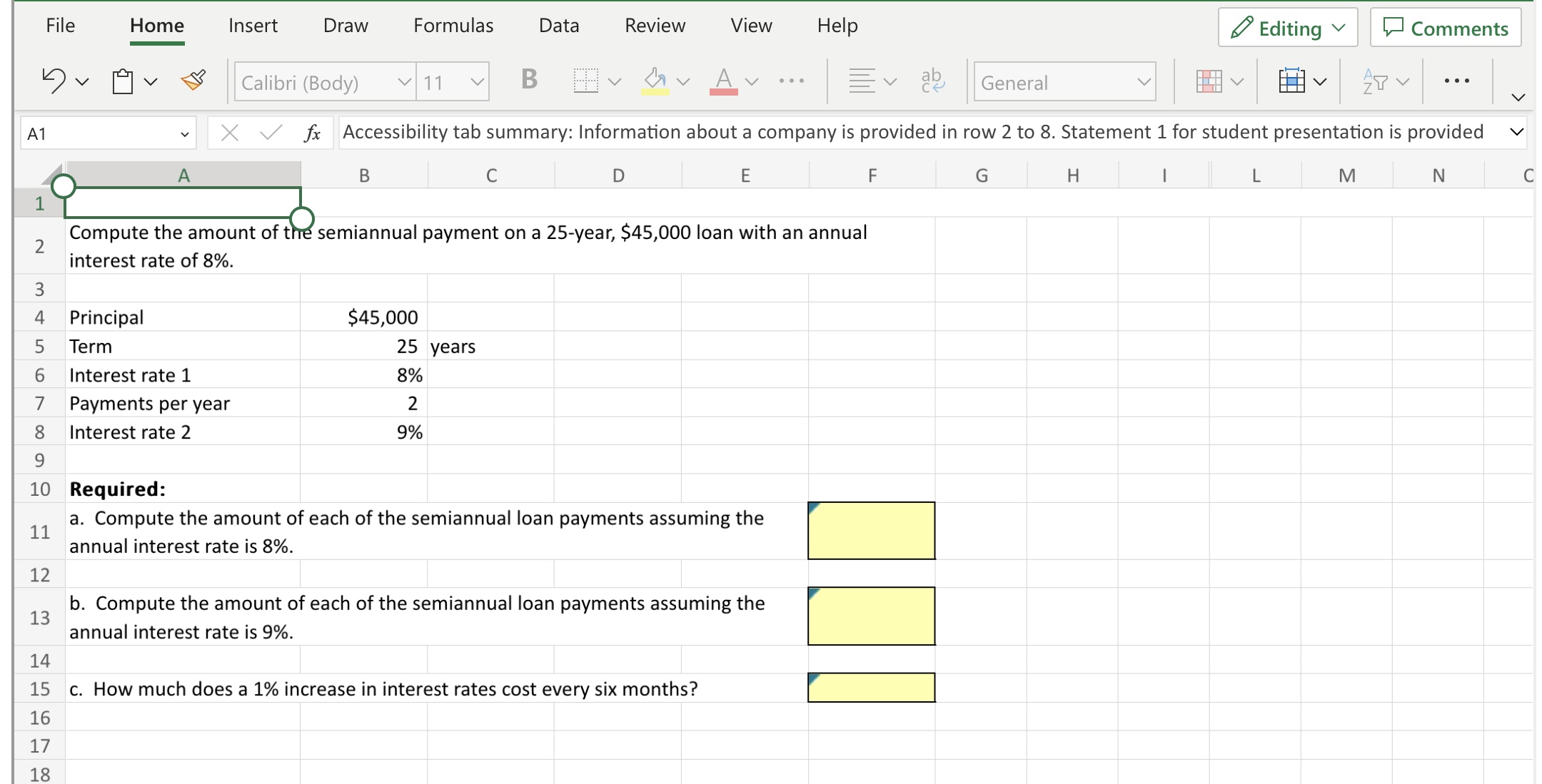 provided in row 2 to 8 . Statement 1 for student presentation