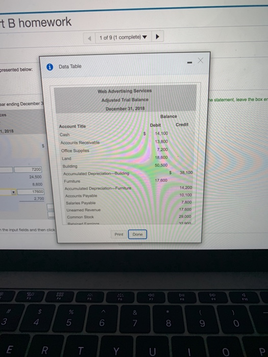  t B homework 1 of 9 (1 complete) Data Table presented