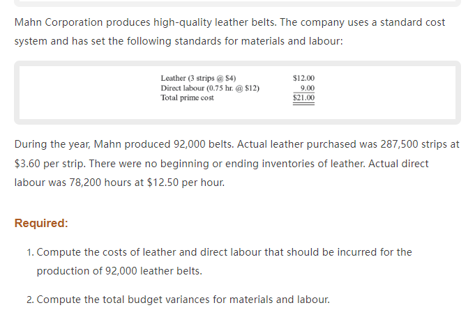  3. Break down the total variance for materials into a price
