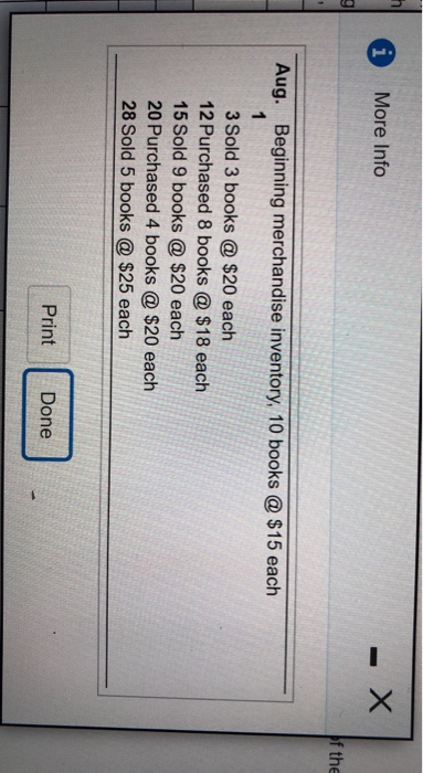 specific identification method. Assume the following costing information for the books sold