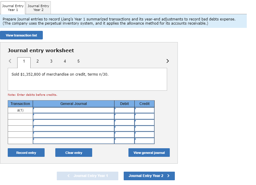 transactions and its year-end adjustments to record bad debts expense. The company