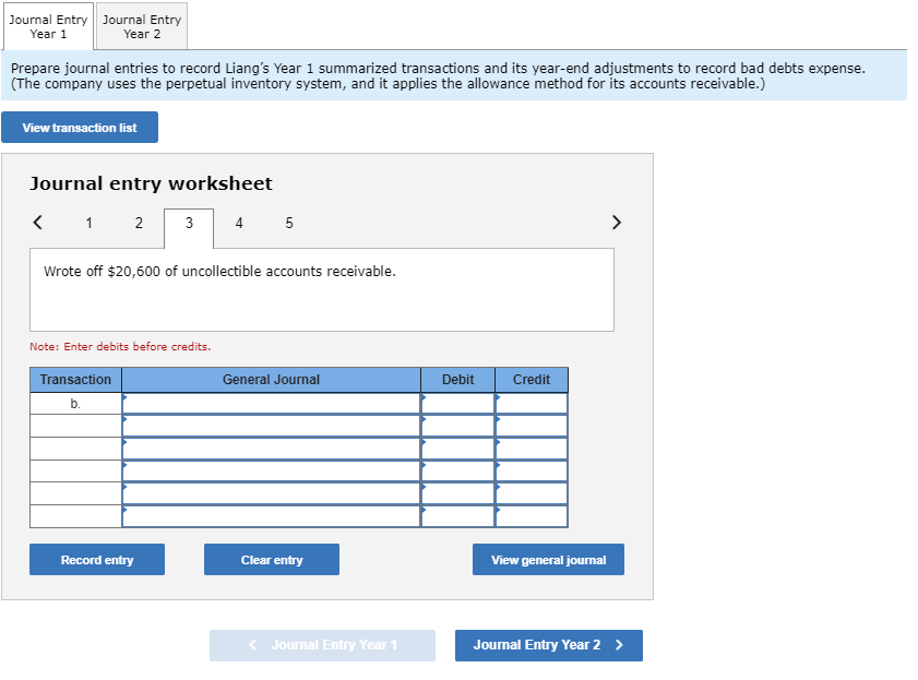 its accounts receivable.) Journal entry worksheet