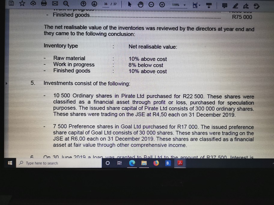 and 2) 720 000 Furniture and fittings at carrying amount (31/12/2019) (note