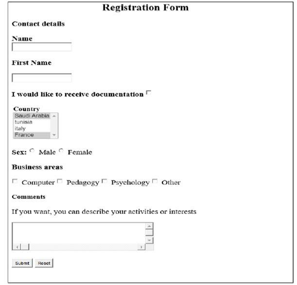 Question1: Write the Html code for following page? I would like to