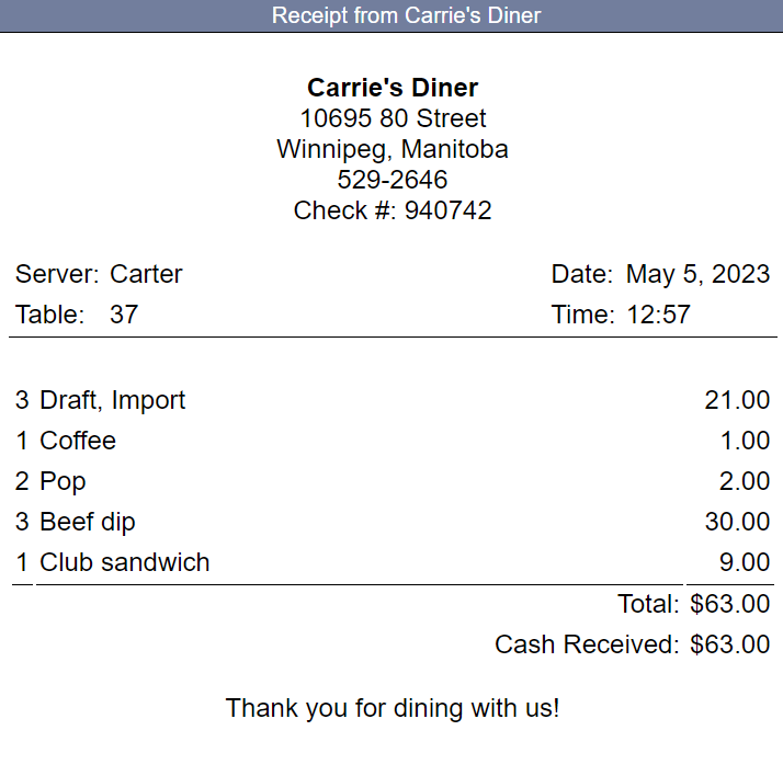 6) 7) 8) 9) ) Receipt 1176 Joseph's Repair Services 11749 Franklin