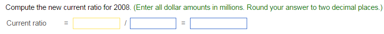 Balance Sheet December 31, 2008 (in millions) Requirement 2. Compute the? company's