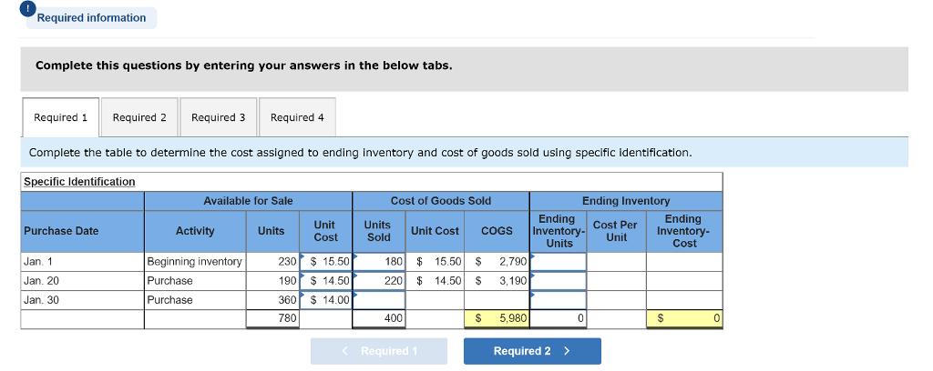 Exercise 5-3 Perpetual: Inventory costing methods LO P1 Required information Use the