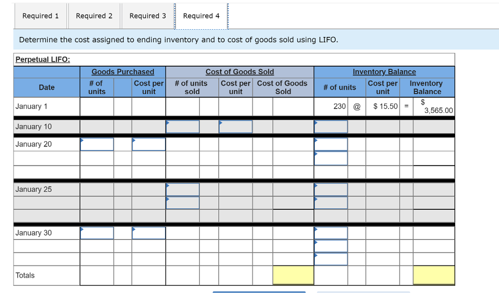 data for its only product. Date Activities Units Acquired at Cost Units