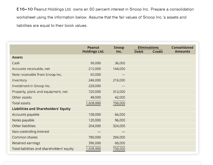  E16-10 Peanut Holdings Ltd. owns an 80 percent interest in Snoop