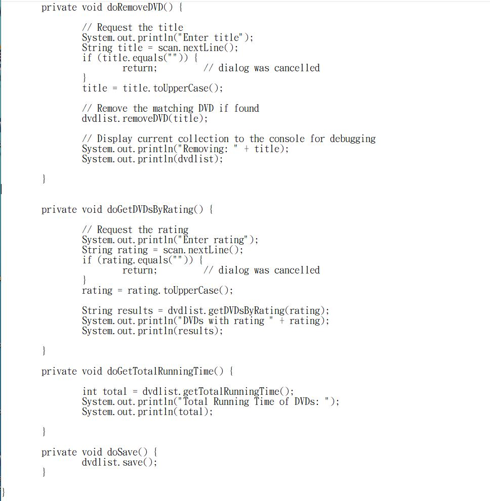 model a collection of DVDs using an array. DVDUserInterface.java - An interface