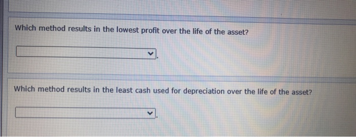 options are:- units of production method double diminishing balance method straight line
