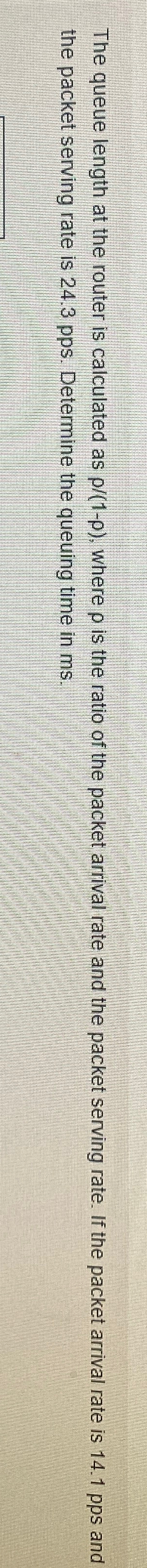  The queue length at the router is calculated as 1-, where
