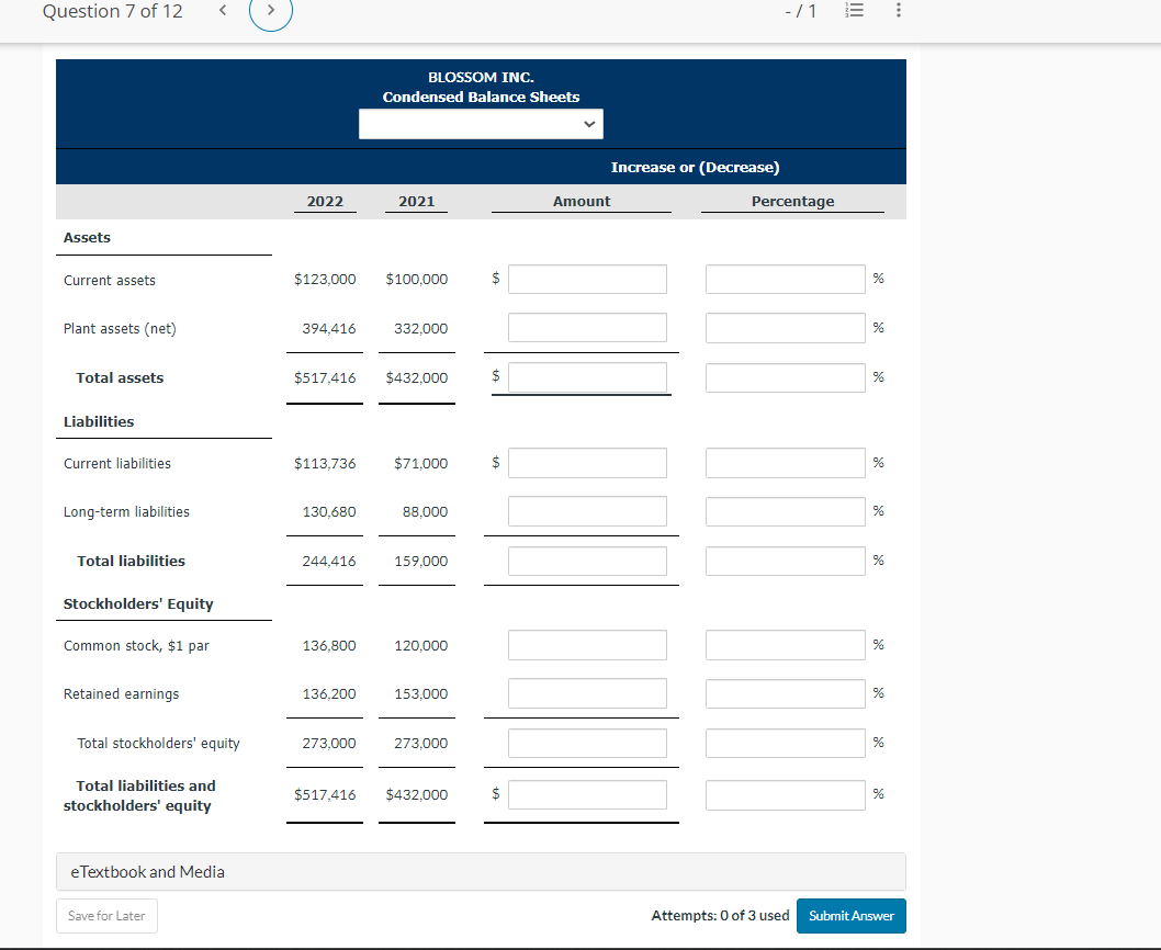 Prepare a schedule showing a horizontal analysis for 2022, using 2021 as