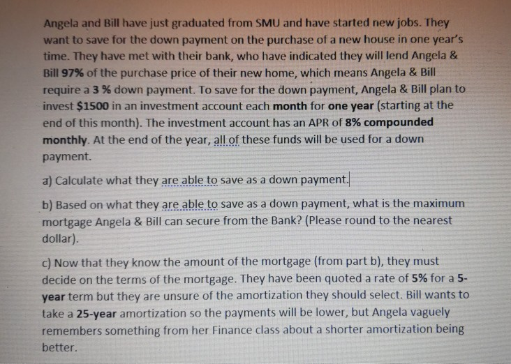 Do part C) do part C) do not use excel Angela