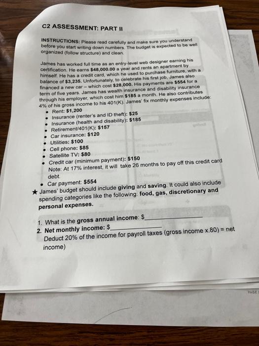 and make sure you understand before you start writing down numbers. The