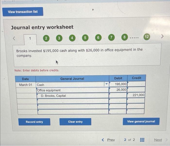 trial balance LO A1, P1 Denzel Brooks opened a Web consulting business