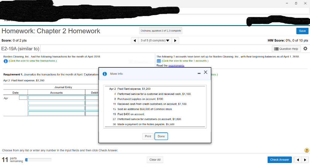  - X Homework: Chapter 2 Homework Overview question 3 of 5,0