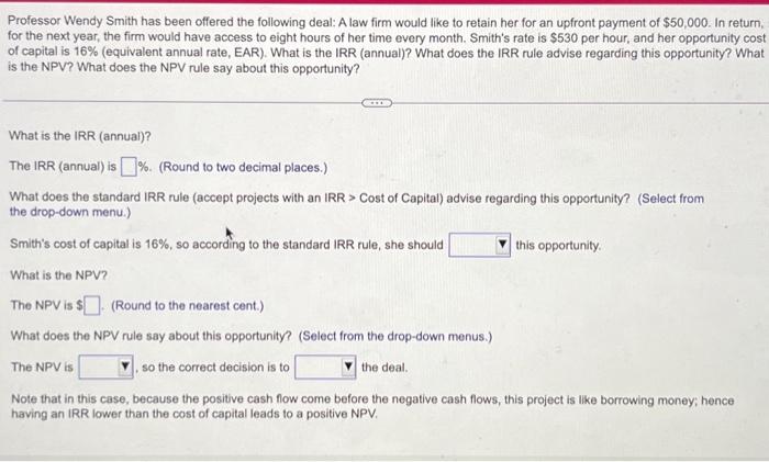 show work, answer every part! thank you! Professor Wendy Smith has been