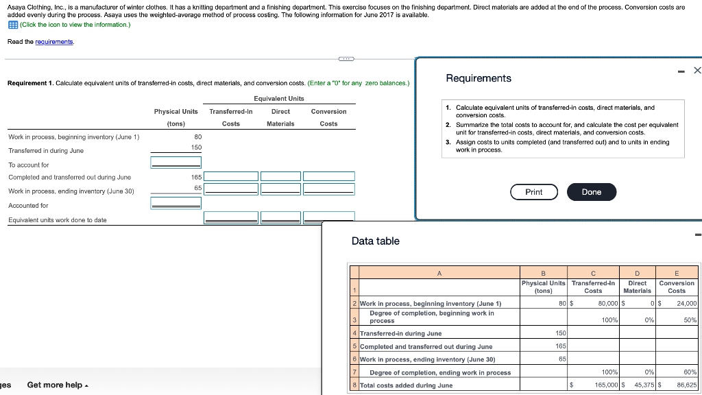 added evenly during the process. Asaya uses the weighted-average method of
