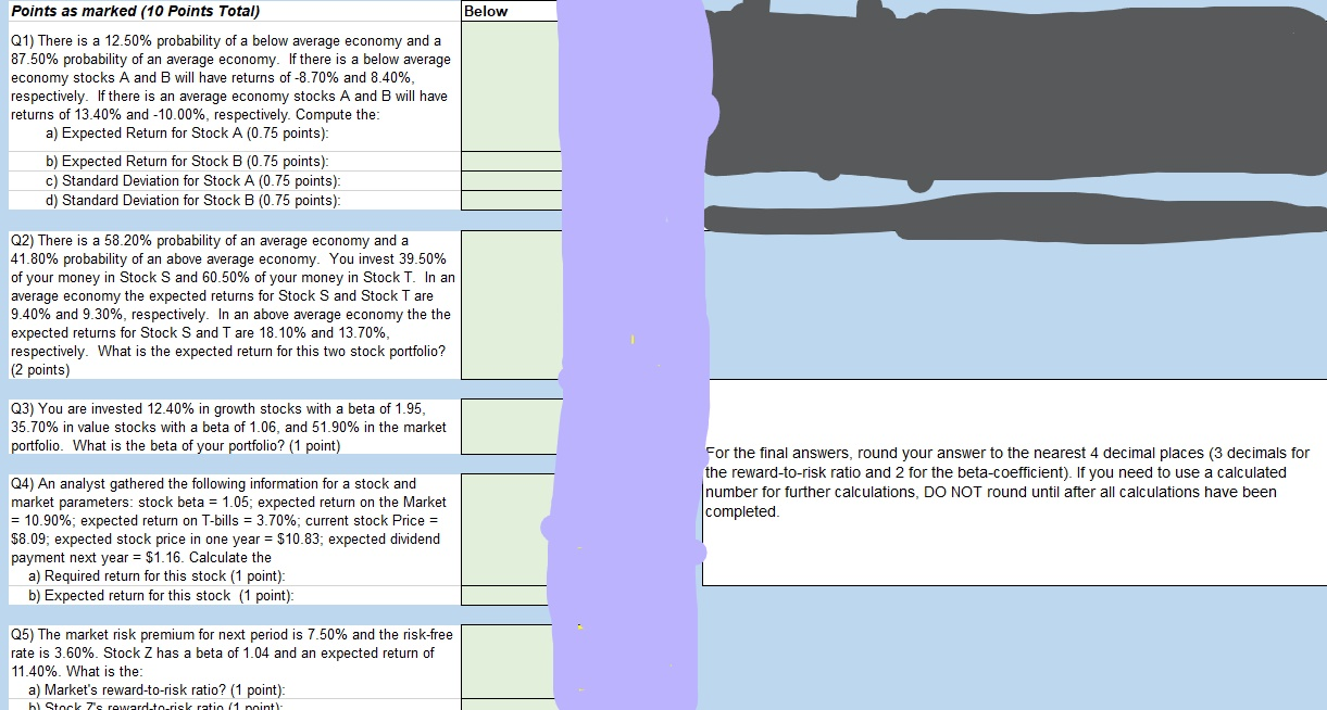 equations please Below Points as marked (10 Points Total) Q1) There is