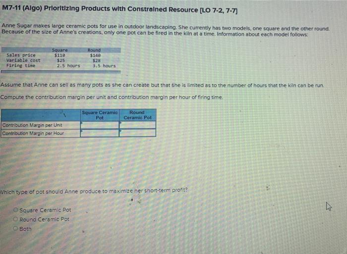  answer whole question Highlight Each Answer M7-11 (Algo) Prioritizing Products with
