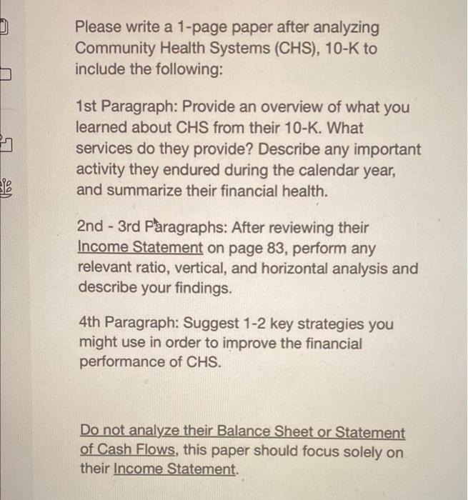  D 200 Please write a 1-page paper after analyzing Community Health