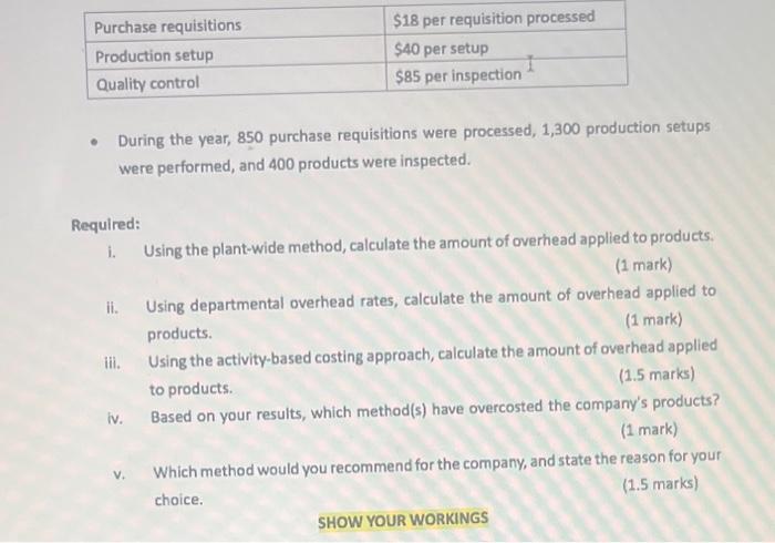 Information is collected for the three approaches to allocating manufacturing overhead, and
