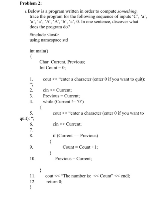  Do as a c++ code programing please do problems number 2,