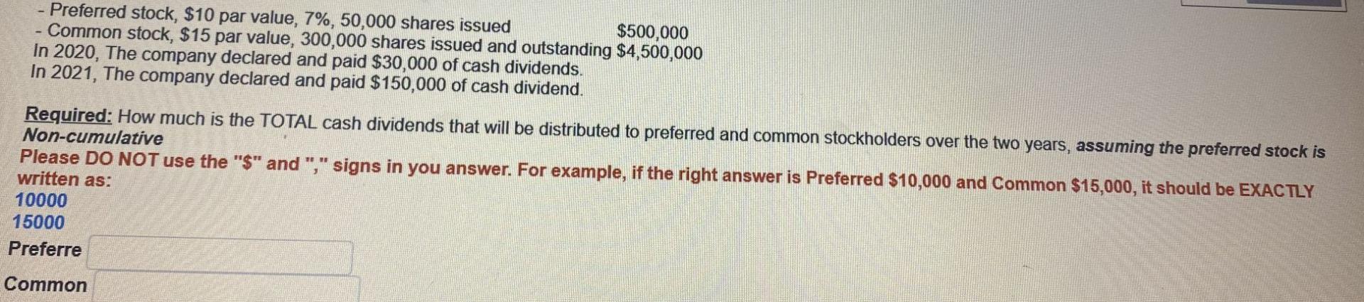 With step - Preferred stock, $10 par value, 7%, 50,000 shares