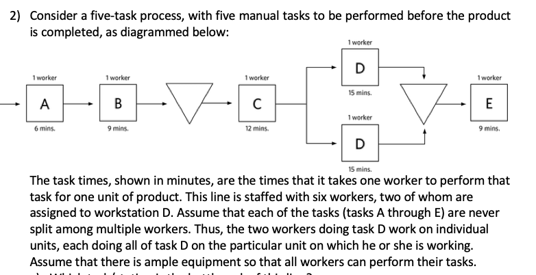  Consider a five-task process, with five manual tasks to be performed