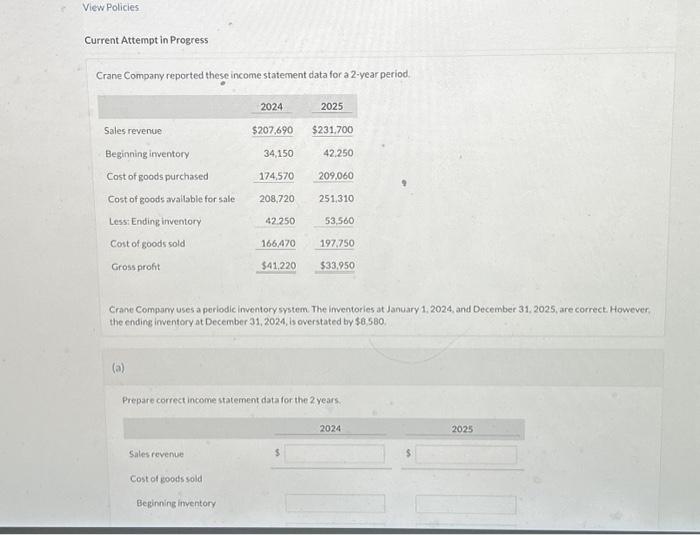  View Policies Current Attempt in Progress Crane Company reported these income