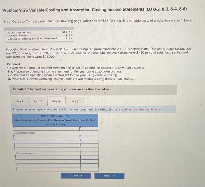 The variable costs of production are as follows; Budgeted fixed overhead in