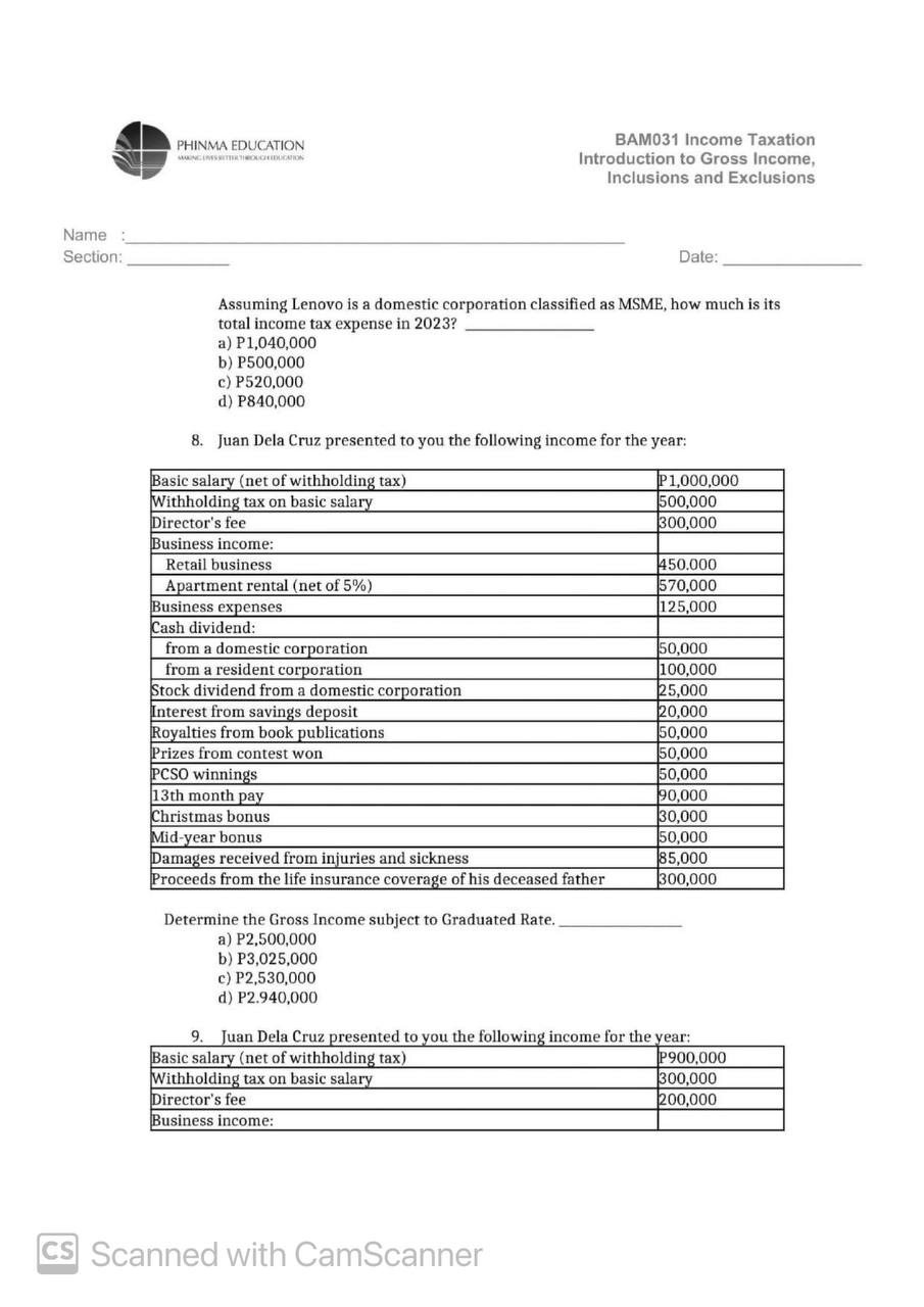 in the Philippines over worldwide income for the past three years was