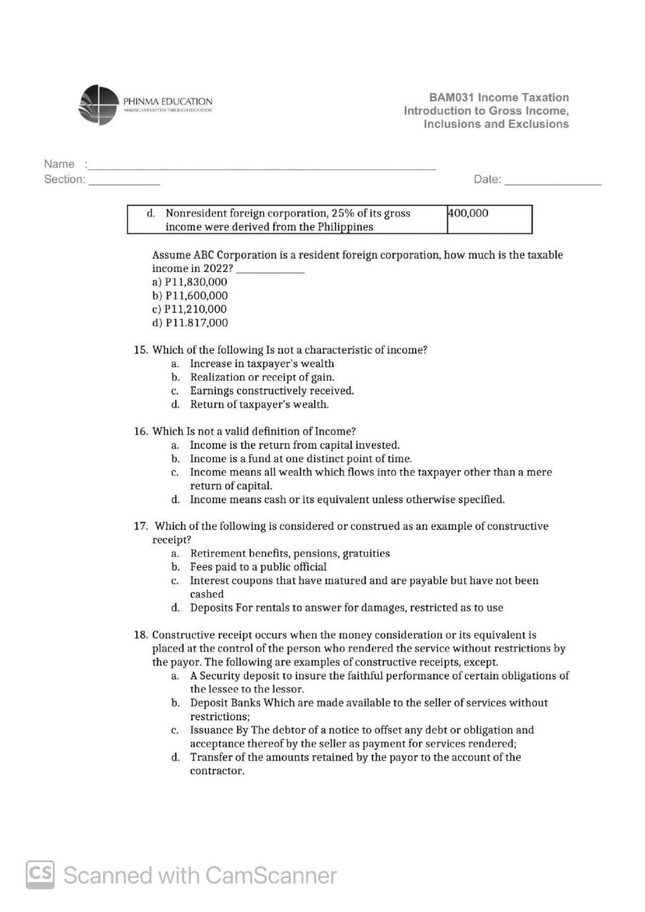 were a s follows: 28. Cut Works expects to have sales this