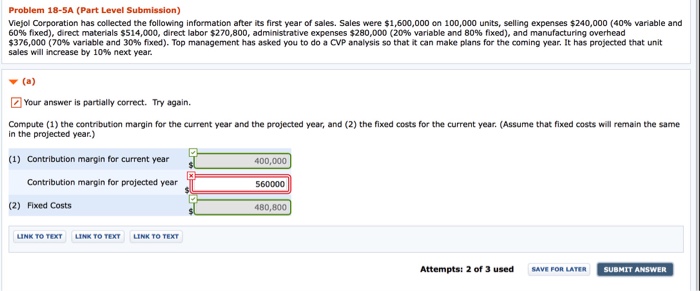  I just the solution for the contribution margin for the projected
