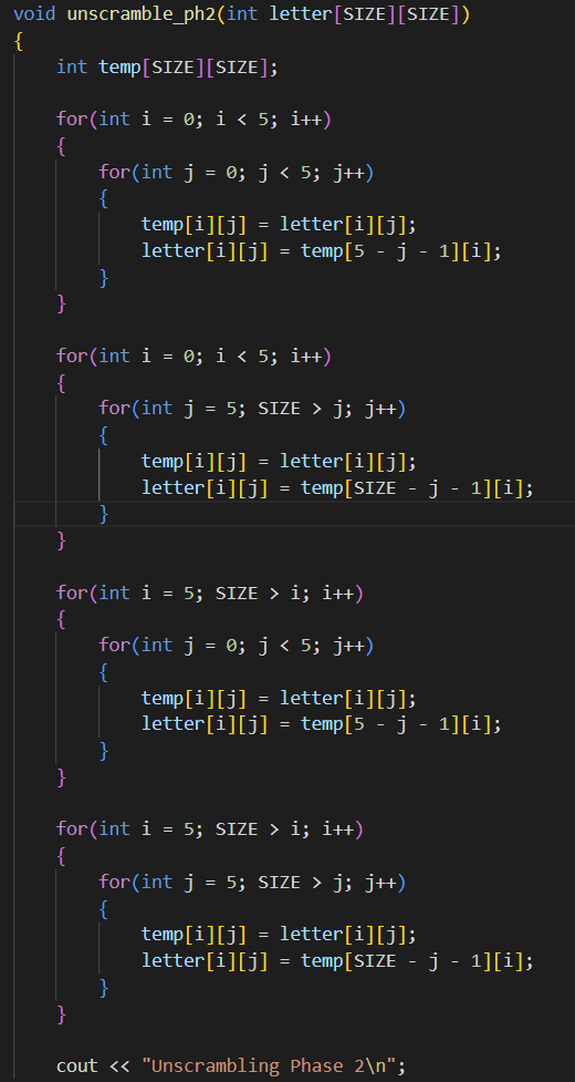 a 10 x 10 matrix into four 5 x 5 quadrants so
