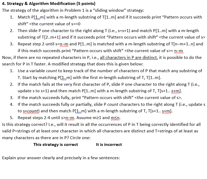  4. Strategy & Algorithm Modification (5 points) The strategy of the