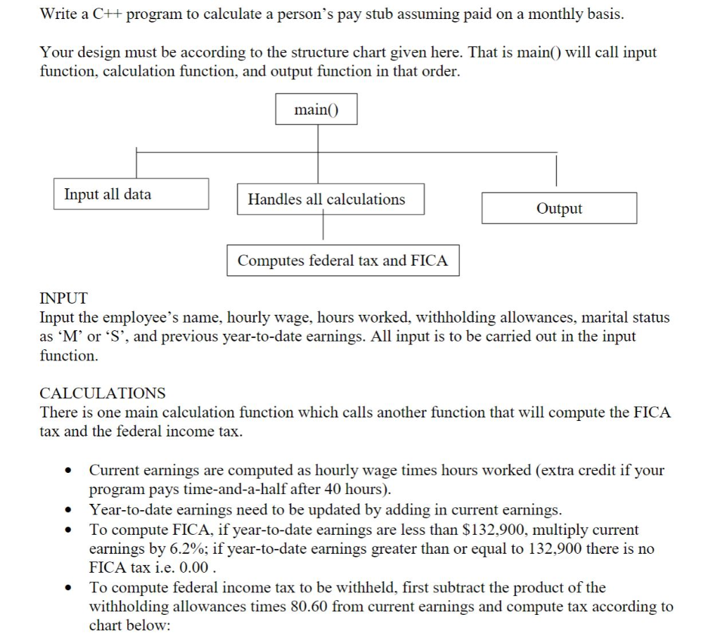  Write a C+program to calculate a person's pay stub assuming paid