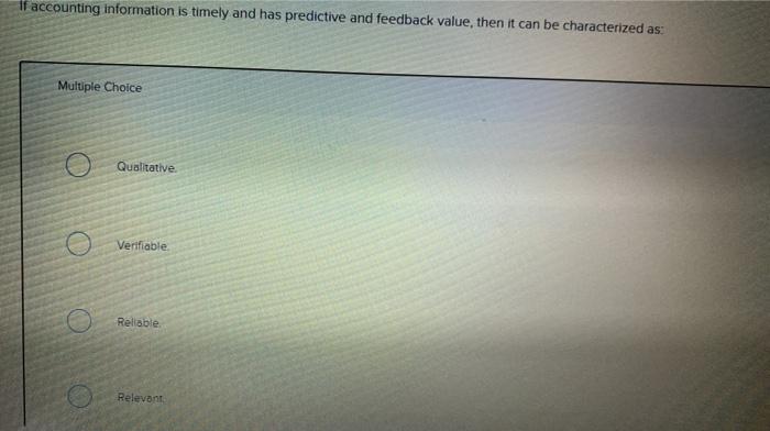  help asap!! If accounting information is timely and has predictive and