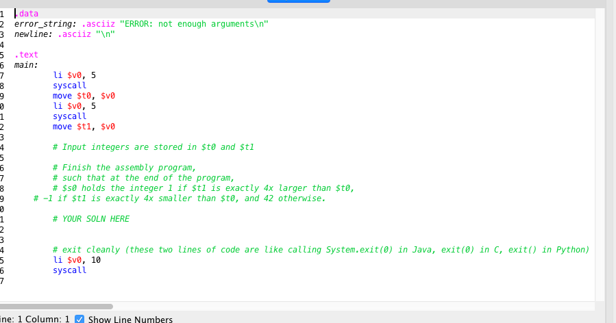 exactly a factor of 4 apart. Assembly program hw1_within2.s contains skeleton code