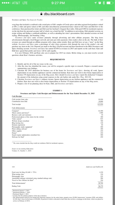 foodies case: "What are the self-employment tax implications of the blog for