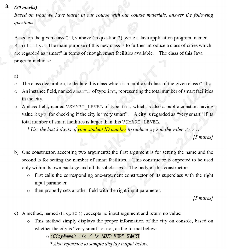 // name of the city private int cArea; // area of the