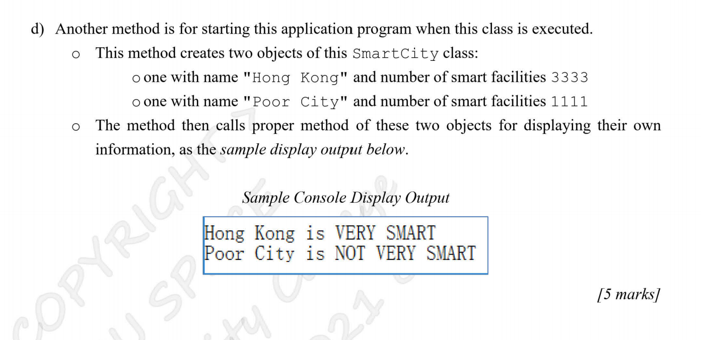 city public City (String cName) { // TO BE COMPLETED } void