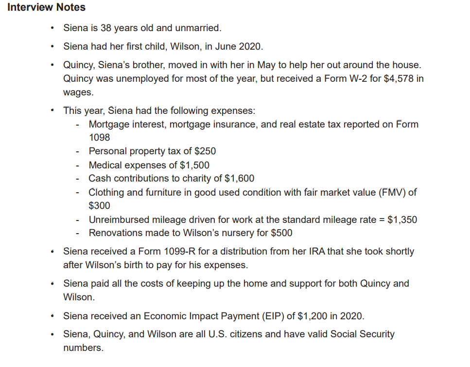 Please explain your answer. Interview Notes Siena is 38 years old