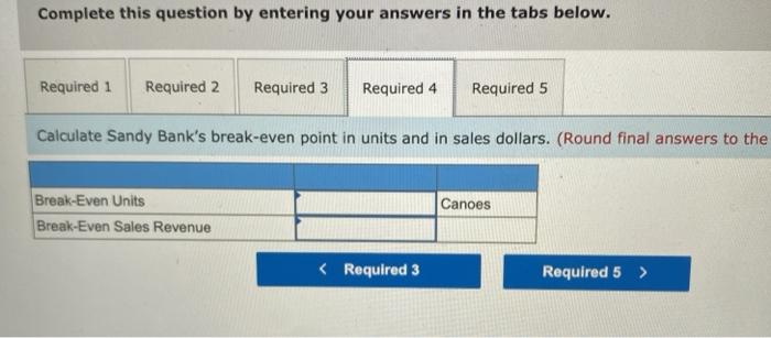 the contribution margin ratic 3. This year Sandy Bank expects to sell