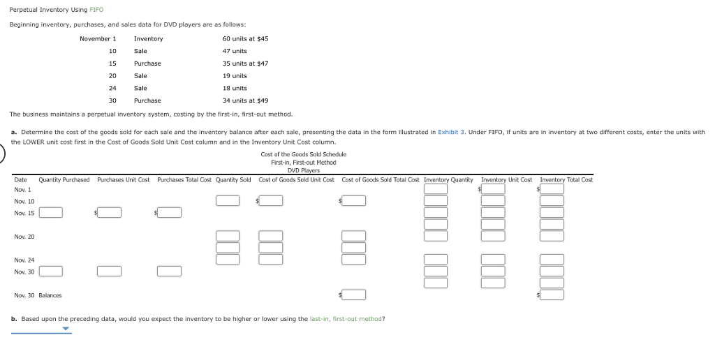  Perpetual Inventory Using FIFO Beginning inventory, purchases, and sales data for