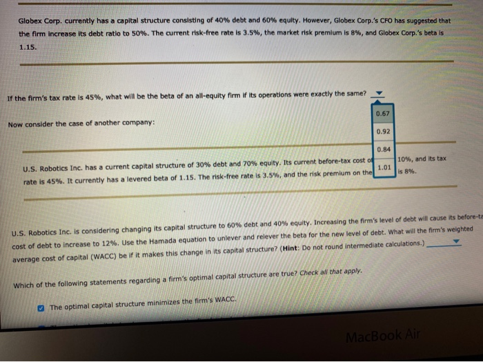  please provide steps on how you got the answer. Globex Corp.