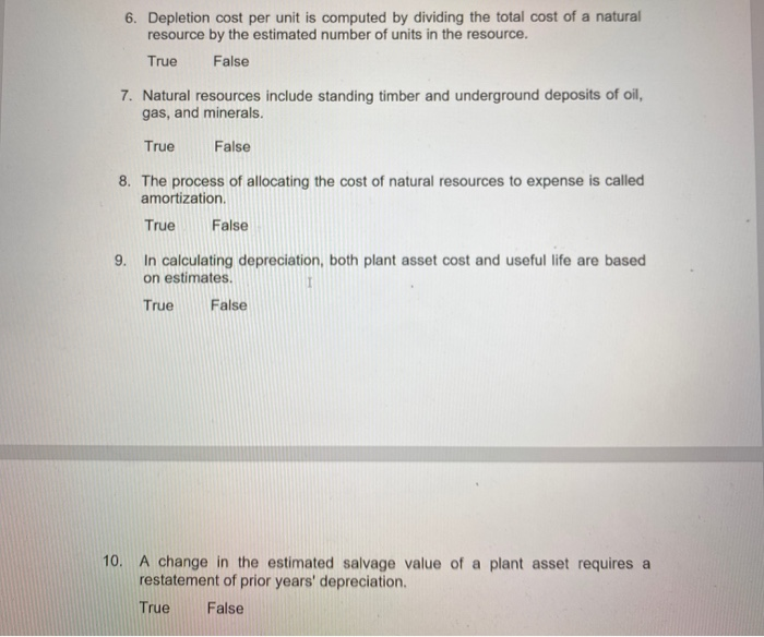  6. Depletion cost per unit is computed by dividing the total