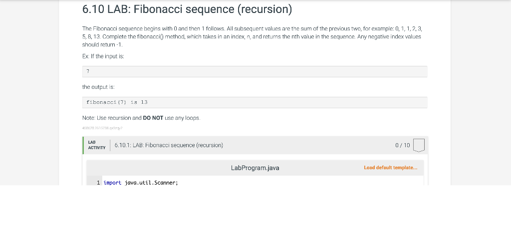 I need this answer in java please The Fibonacci sequence bogins with